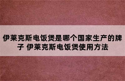 伊莱克斯电饭煲是哪个国家生产的牌子 伊莱克斯电饭煲使用方法